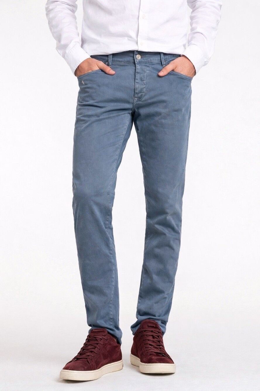 Cycle Italian Fabric Skinny Pants Blue Cotton Stretch Made in Italy Men’s 30